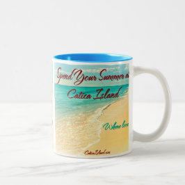 Bicolor Pase su verano en la taza de café de la isla de