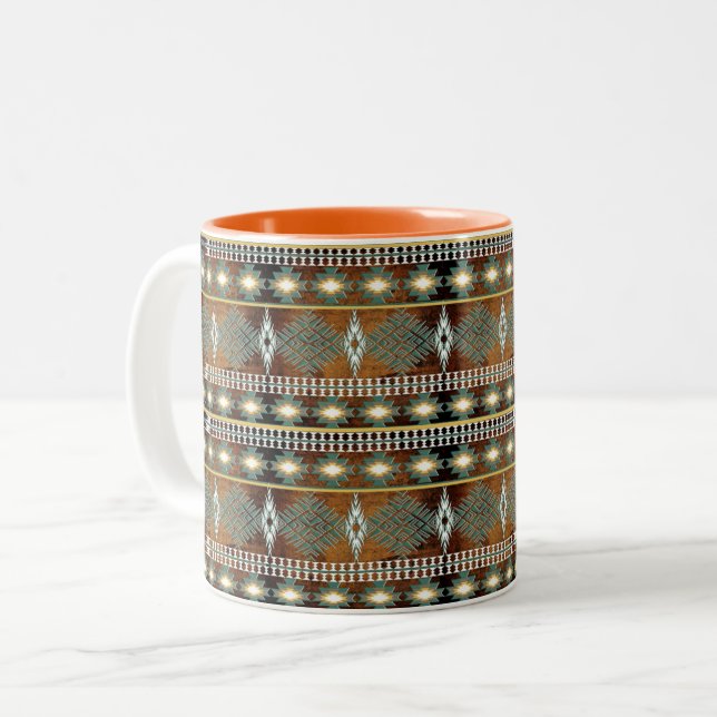 Bicolor Patrón tribal del suroeste taza de café (Anverso izquierdo)
