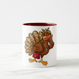 Bicolor Pavo de Acción de Gracias Leopardo Otoño Taza Coqu