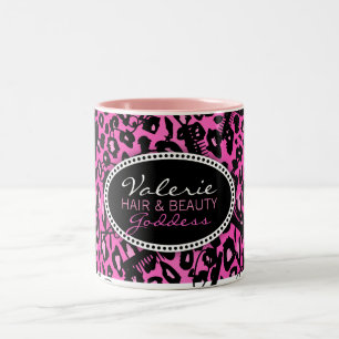 Bicolor Pelo del estampado leopardo y taza rosados de la