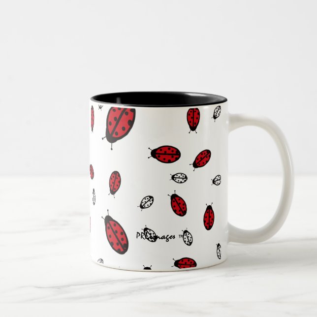 Bicolor Pequeña taza del blanco de las mariquitas (Derecha)