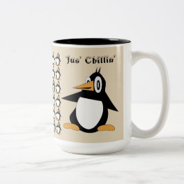 Bicolor Percius Editable la taza de café del pingüino