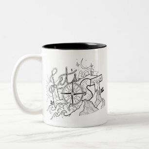 Bicolor Perdamosnos - aventúrese la taza de la tipografí
