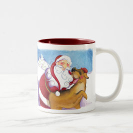 Bicolor Perro y taza de Santa