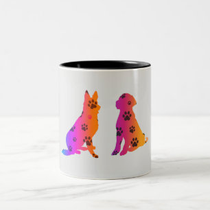 Bicolor Perros con dos tonidades taza de café.