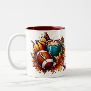 Bicolor Personalizado único otoño de fútbol taza de café d