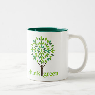 Bicolor Piense la taza verde