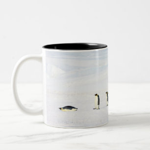 Bicolor Pingüinos de emperador en el hielo - taza