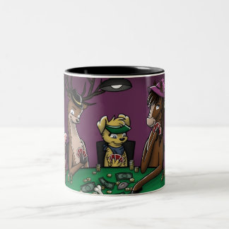 Bicolor Póker que juega la taza de los animales (cruzado)