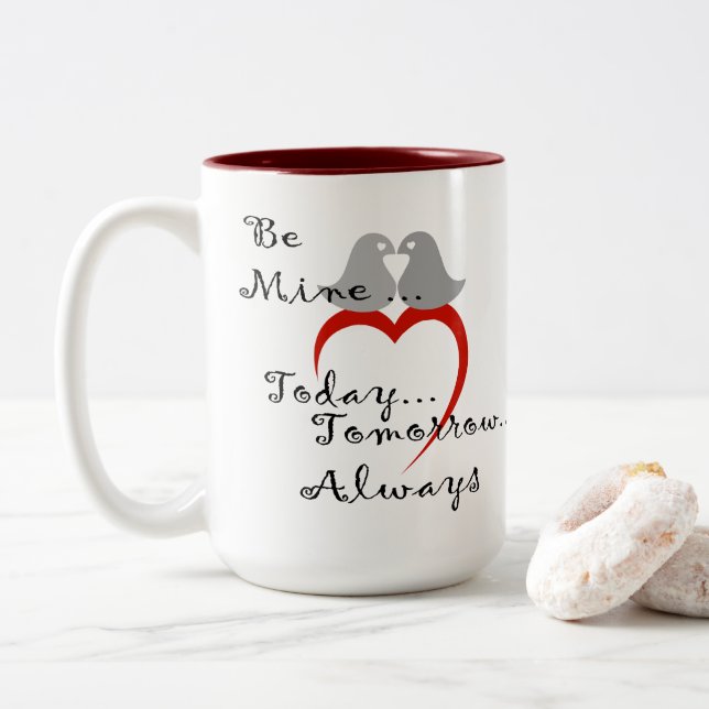 Bicolor Regalo de San Valentín Taza de Café (Con donut)