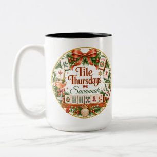 Bicolor Regalo de taza de Mahjong de jueves de fichas para