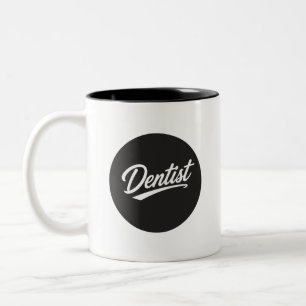 Bicolor Regalo de taza de tipografía de guión de dentista