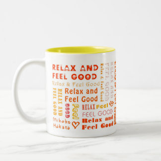 Bicolor ::: Relájese y siéntase bien (naranja)::: Taza
