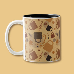 Bicolor Rústico amor por el café - Patrón de taza y corazó