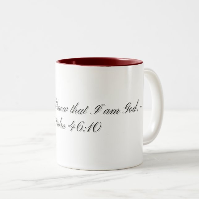Bicolor Salmo 46:10, Taza (Anverso derecho)