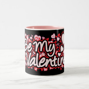Bicolor "Sea taza negra rosada roja de los corazones del