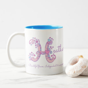 Bicolor Significado del nombre Heather taza personalizada