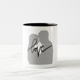 Bicolor Silueta de Pareja Romántica Taza de Café de Dos To