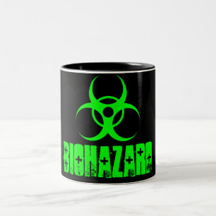Bicolor Símbolo del Biohazard en la taza de café verde