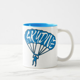 Bicolor Skydive fanático tema azul taza de café