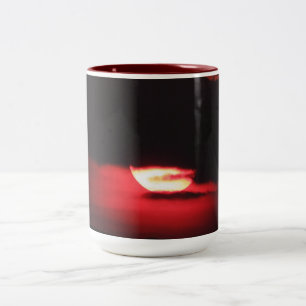 Bicolor Sol Rojo Profundo en las Nubes Taza de Café Grande