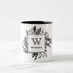 Bicolor Su taza blanco y negro preferida del monograma