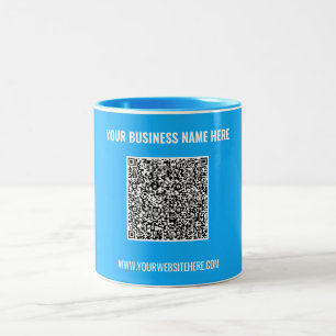 Bicolor Sube tu código QR Texto Regalo Taza de café de neg