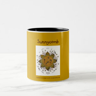 Bicolor Sunnycomb - taza del tono del negro dos (amarillo