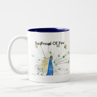 Bicolor Tan orgulloso de usted taza del pavo real…