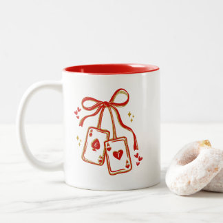Bicolor Tarjetas de Juego San Valentín 6 7 Taza | Tarjeta