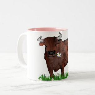 Bicolor Tauro bonito Bull y taza del zodiaco de las
