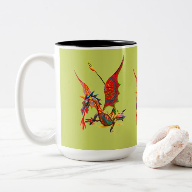 Bicolor Taza - 016 - Dragón Rojo (Con donut)