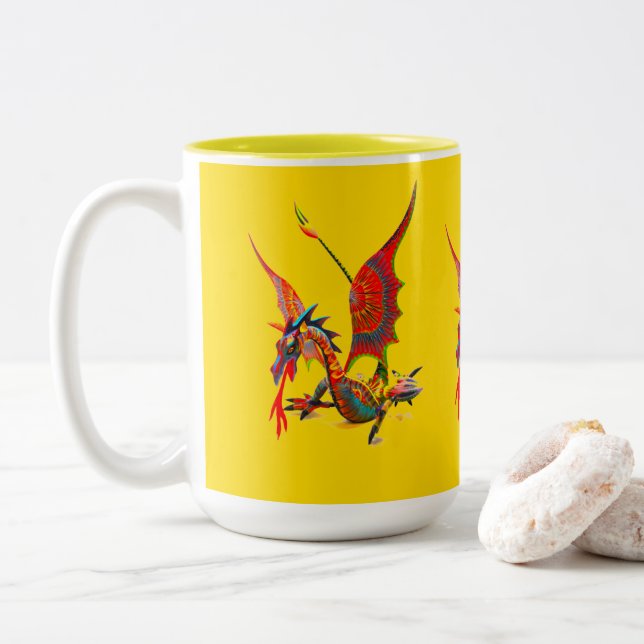 Bicolor Taza - 083 - Dragón Rojo (Con donut)