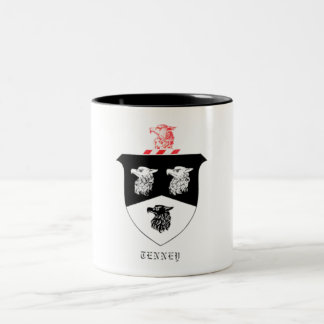 Bicolor taza 11 0z con el escudo de la familia de Tenney