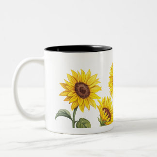Bicolor Taza 11 oz con Girasoles amarillos