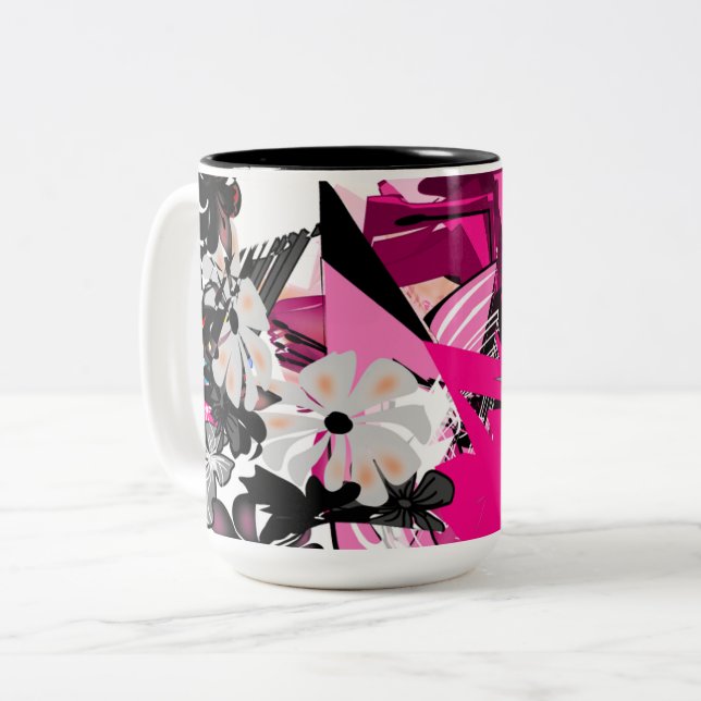 Bicolor Taza abstracta negra y rosa (Anverso izquierdo)