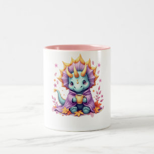 Bicolor Taza Acogedora de Triceratops - Dinosaurio en Mant