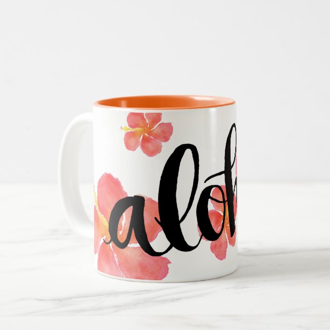 Bicolor Taza Aloha Hawaii Hibisco (Anverso izquierdo)