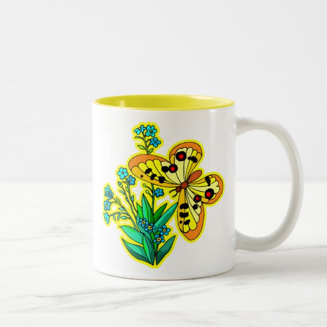 Bicolor Taza amarilla de la mariposa (Derecha)