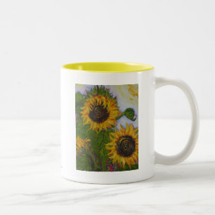 Bicolor Taza amarilla de los girasoles