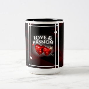 Bicolor Taza Amor y Pasión - Corazones Rojos Brillantes so