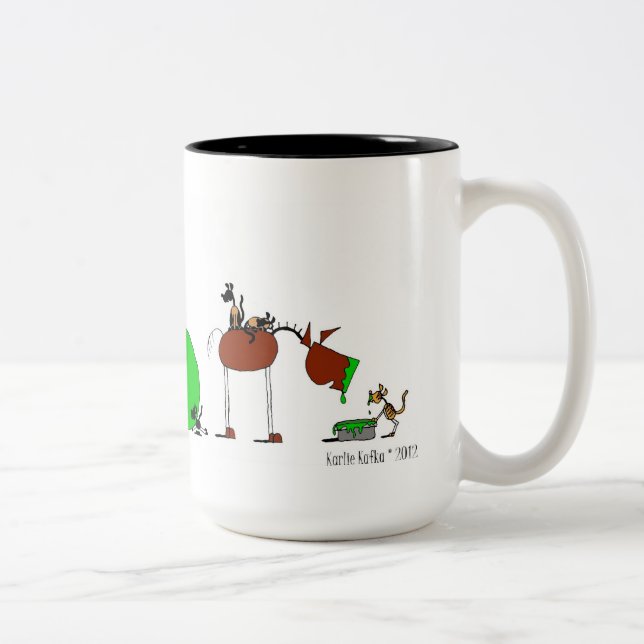 Bicolor Taza animal linda del dibujo animado (Derecha)