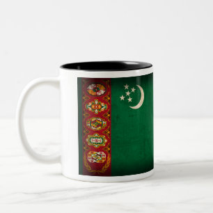 Bicolor Taza apenada bandera de Turkmenistán