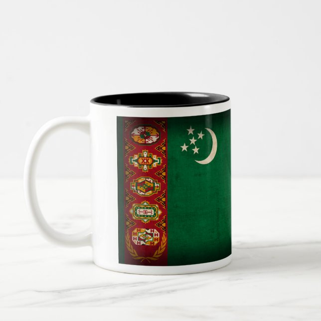 Bicolor Taza apenada bandera de Turkmenistán (Izquierda)