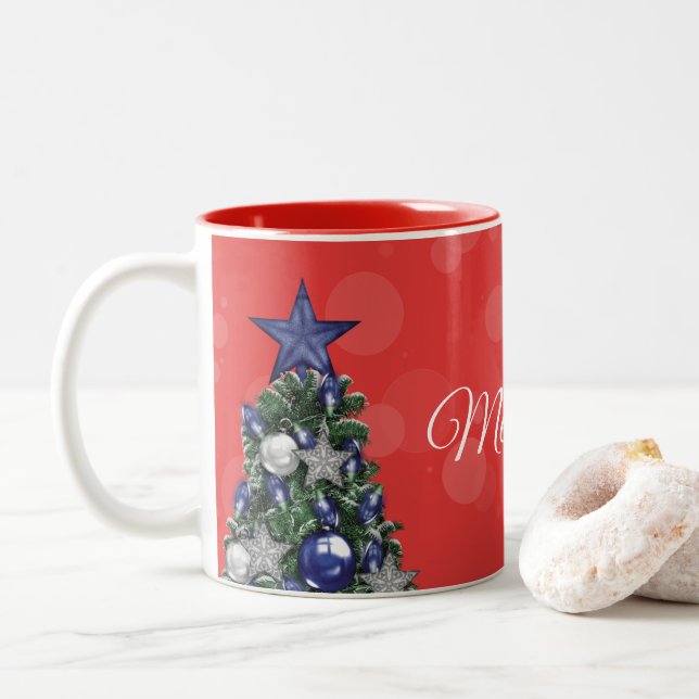 Bicolor Taza - árbol de Navidad (Con donut)