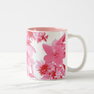 Bicolor Taza artística de flores rosas