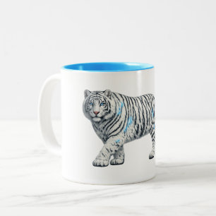 Bicolor Taza Artística Tigre Blanco - Impresión en Doble C