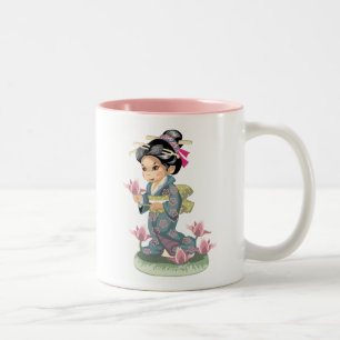 Bicolor Taza asiática del chica