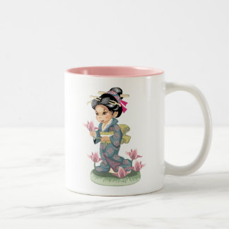 Bicolor Taza asiática del chica