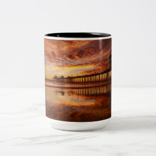 Bicolor Taza Atardecer en Huntington Beach Pier - John Min